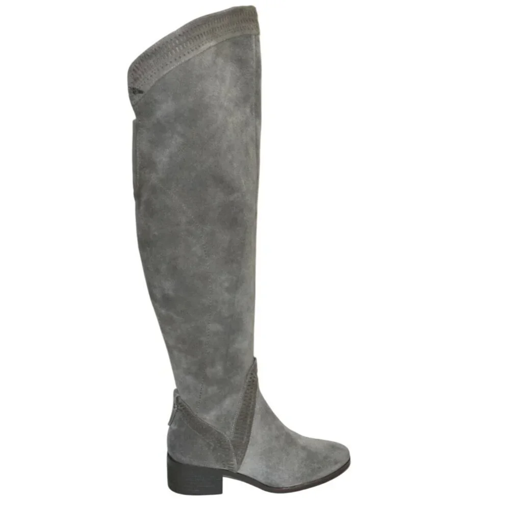 Vince Camuto Karinda Over the Knee Boot Gray Suede Size 7 Fall Casual Neutral